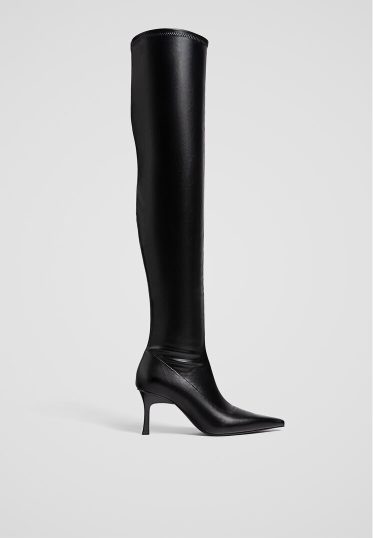 Stradivarius Cizme Xl Cu Toc Stiletto Negru 37