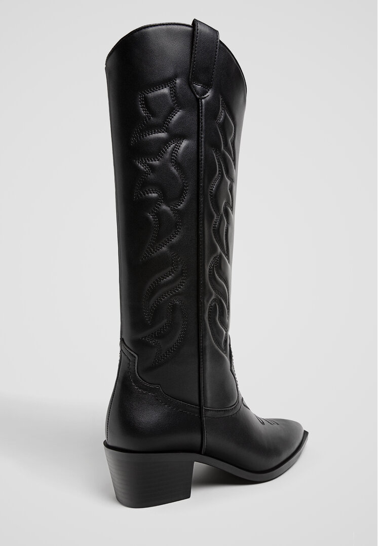 Stradivarius Cowboy knee high boots BLACK 5 Recommend