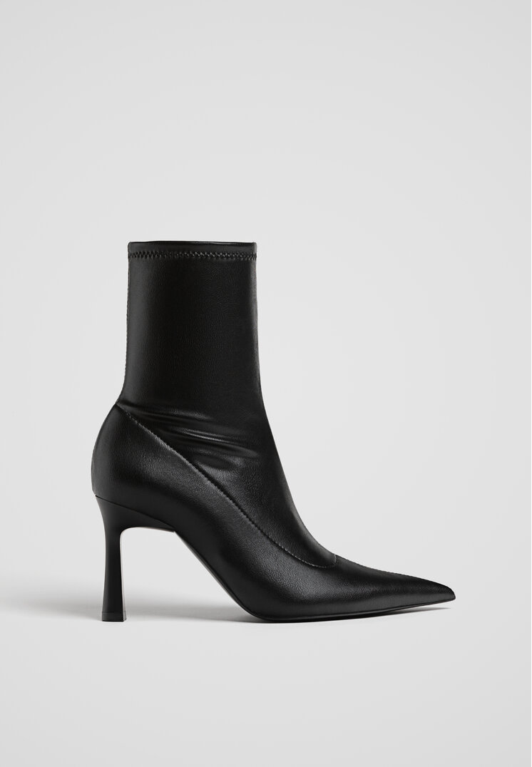 Stradivarius Botine Stretch Cu Toc Stiletto Negru 36