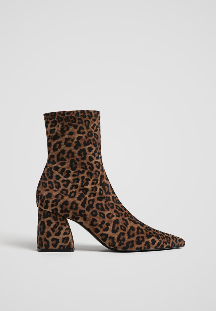 Stradivarius Botine Cu Animal Print Combinat 36