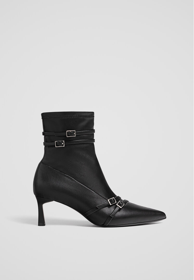 Stradivarius Botine Cu Toc Subțire Negru 40