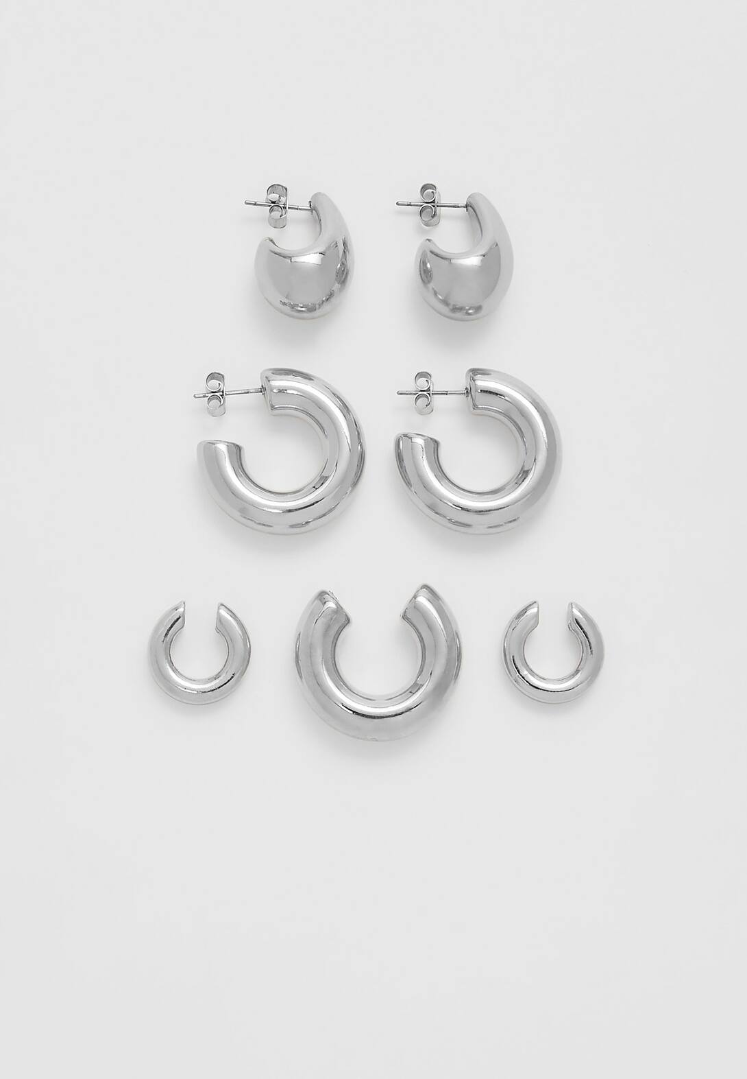 Set 2 orecchini a goccia, a cerchio e ear cuff