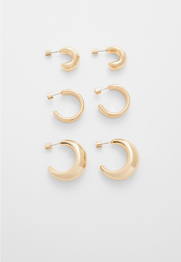 Stradivarius Set mit 3 farbigen Creolenhängern Goldfarben OS