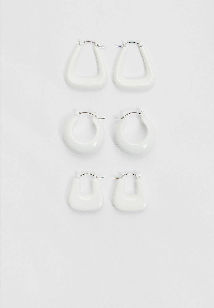 

Stradivarius Set mit 3 farbigen Creolenhängern Weiß OS