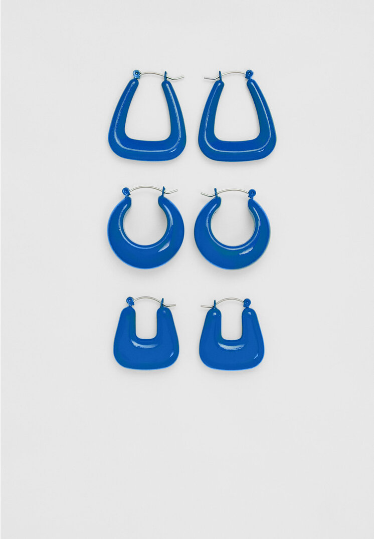 

Stradivarius Set mit 3 farbigen Creolenhängern Blau OS