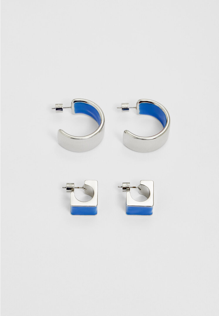 

Stradivarius 2-er Set Reifohrringe Blau OS