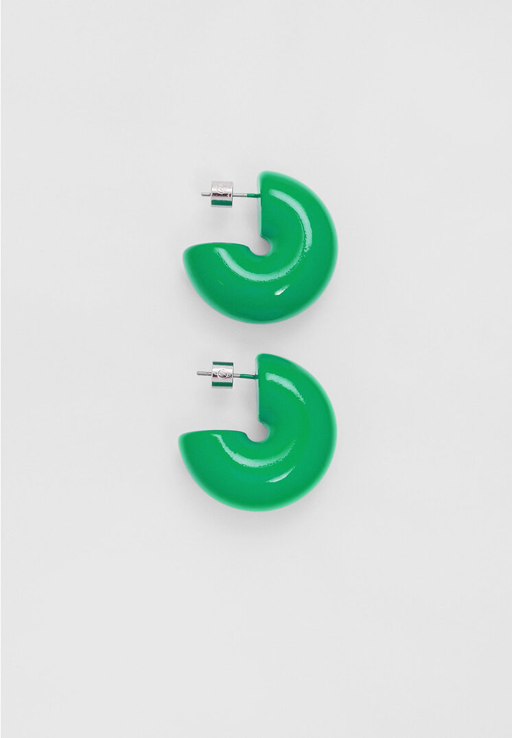 Stradivarius Mini-Creolenstecker Grün OS