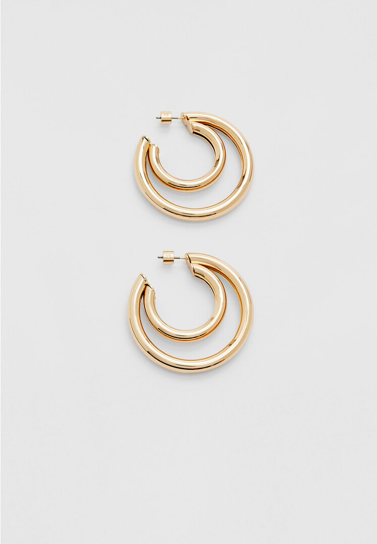 Stradivarius Doppelte Maxi-Reifohrringe Goldfarben OS