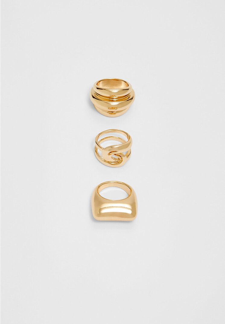 

Stradivarius 3er-Set Ringe Textur Goldfarben OS