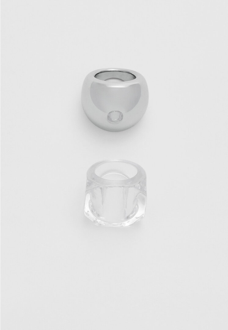

Stradivarius 2-er Set Ringe Volumen Grau OS