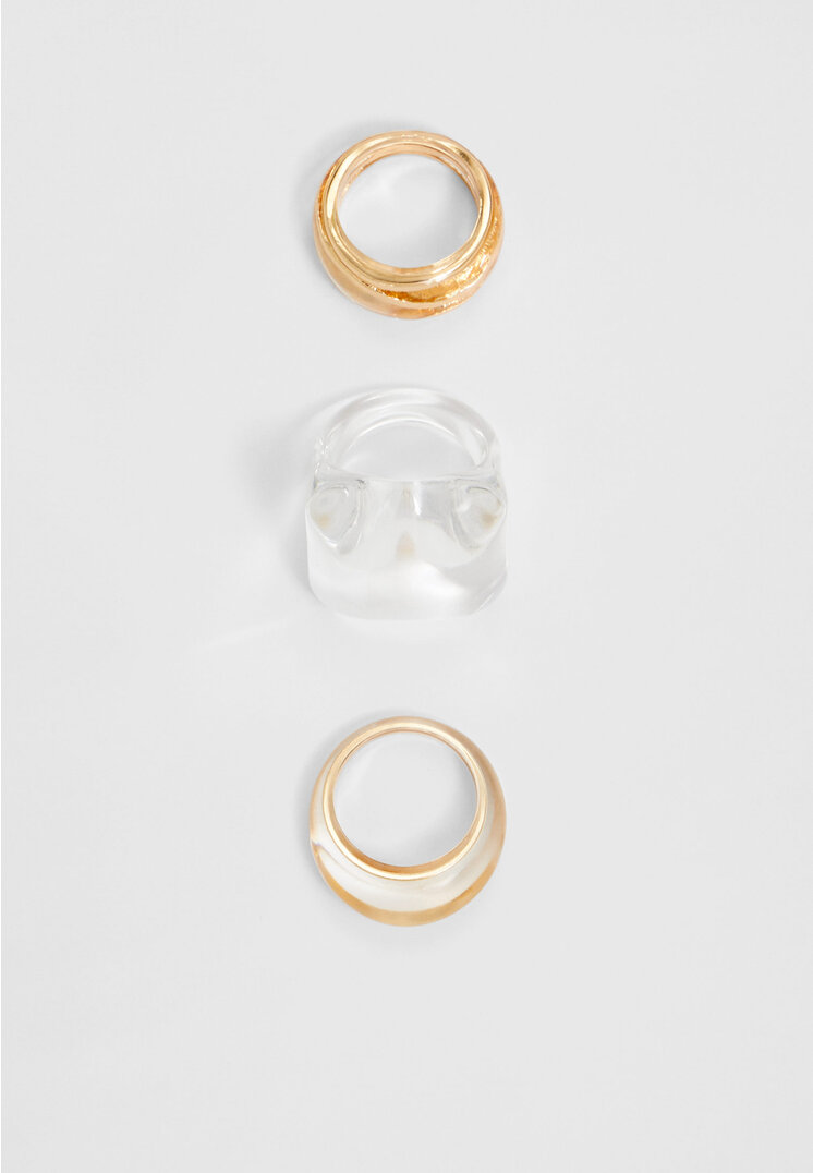 

Stradivarius 3-er Set Ringe transparent Goldfarben OS