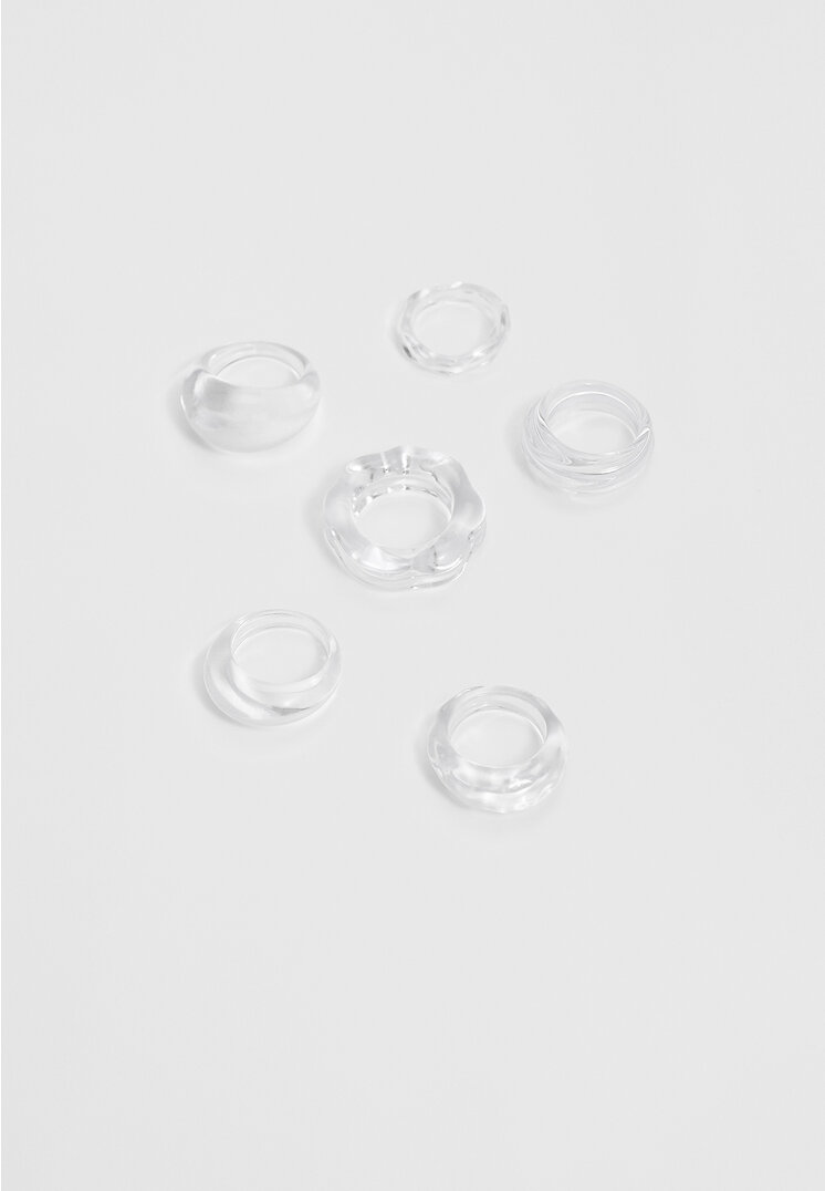 

Stradivarius 6-er Set Ringe transparent Grau OS