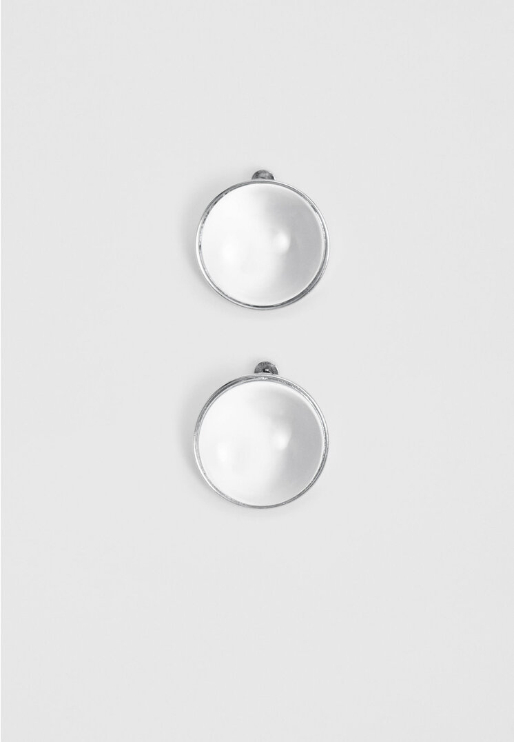 Stradivarius Ohrringe rund transparent Grau OS