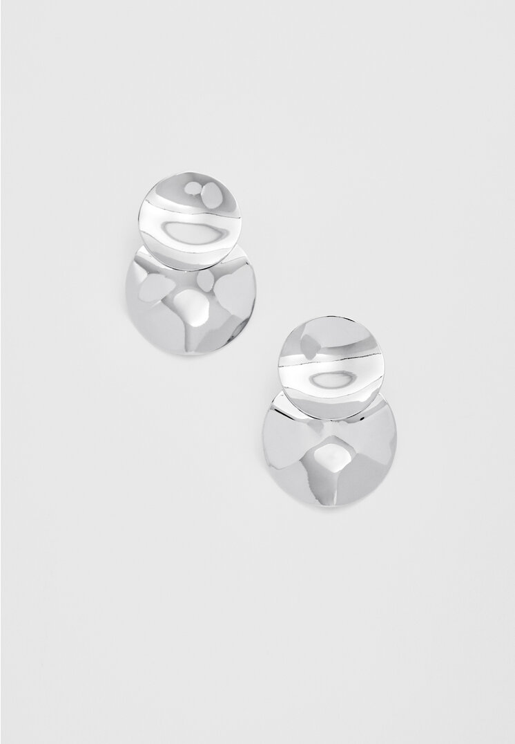 Stradivarius Ohrringe doppelt rund Grau OS