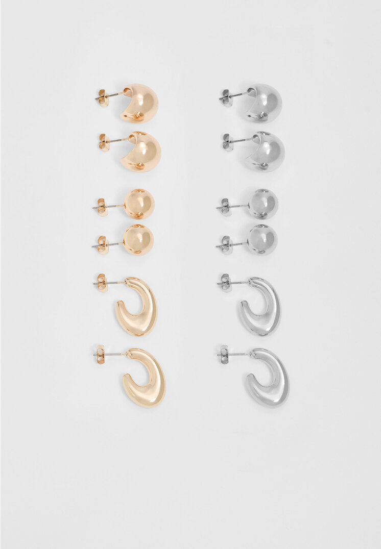 

Stradivarius 6er-Set Ohrringe Farben-Mix Goldfarben OS