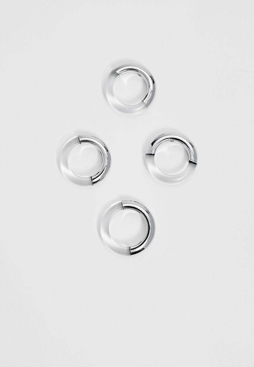 4er-Set Ringe Metall transparent