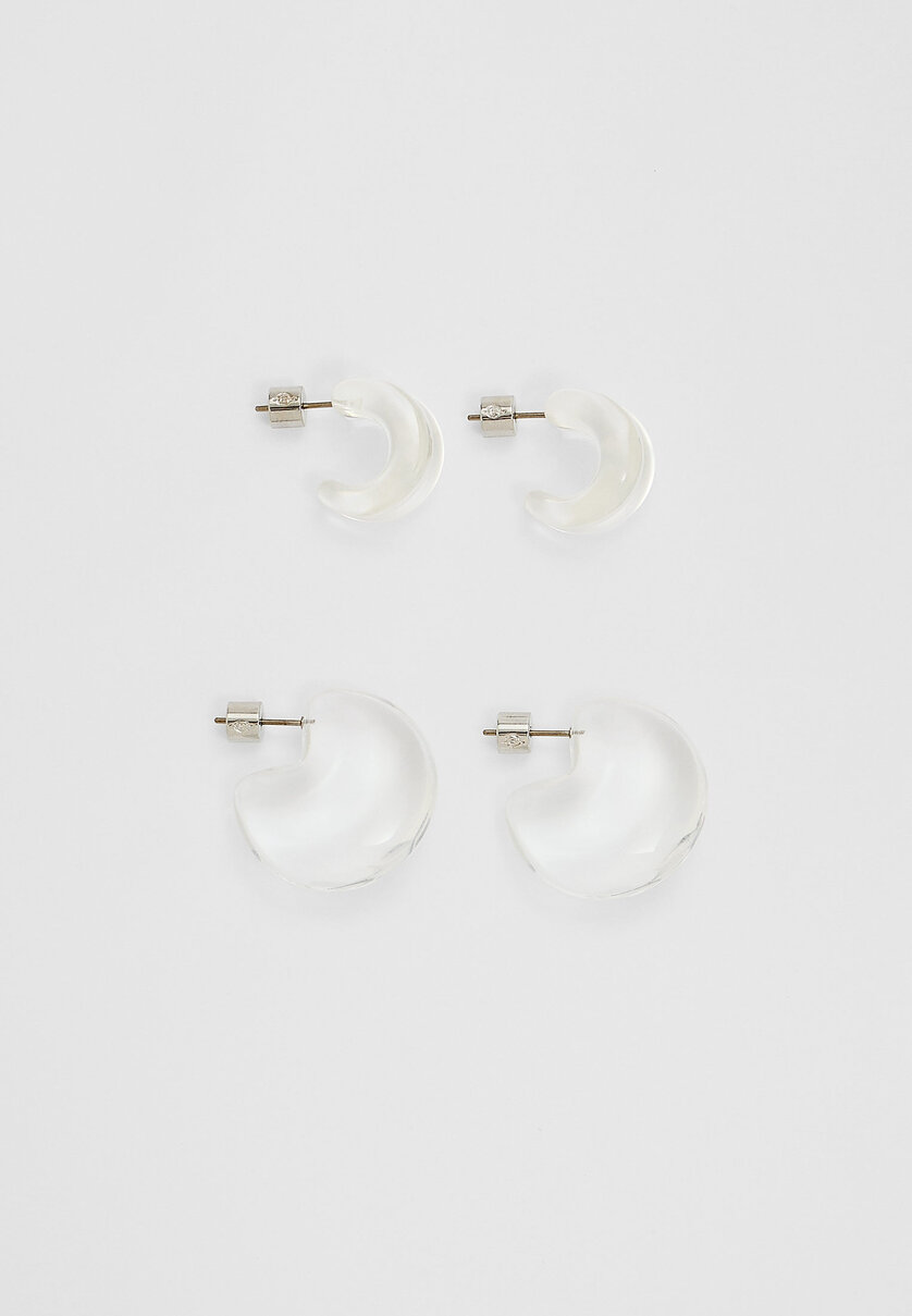 Lot 2 paires de boucles d’oreilles anneaux transparents