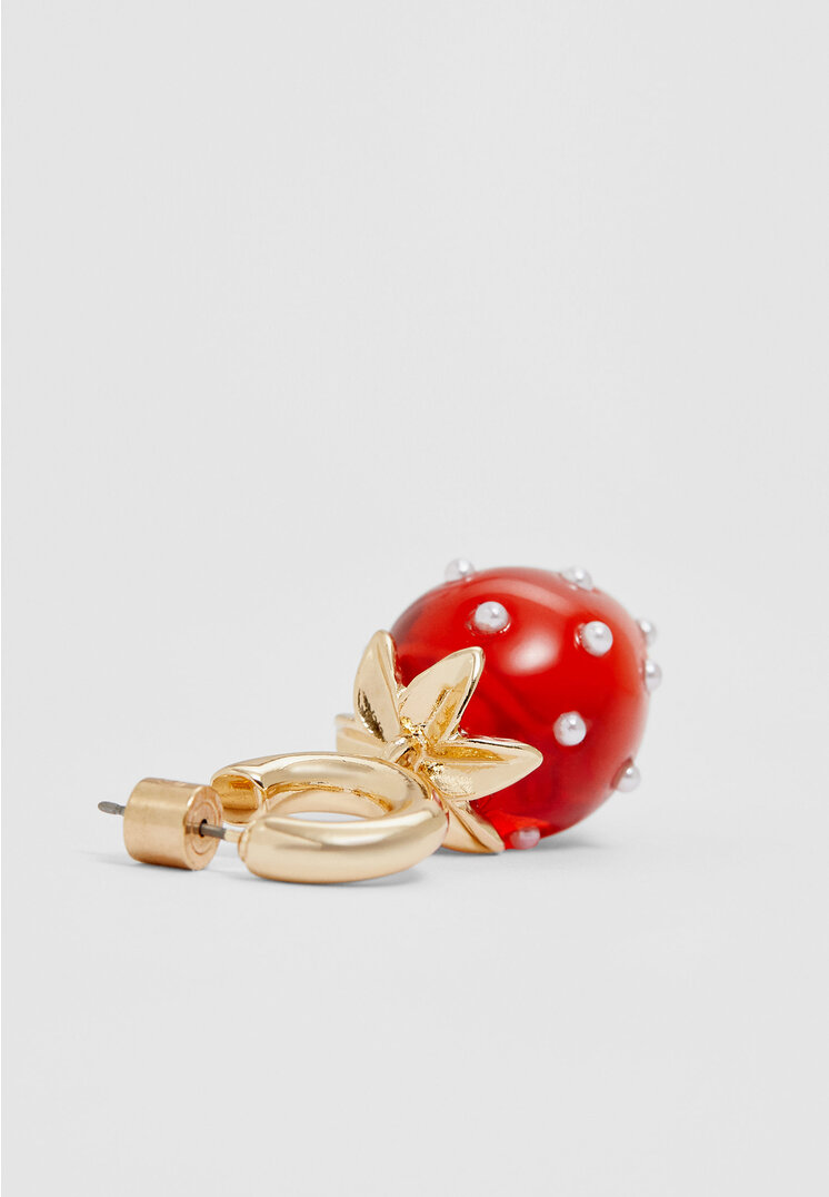 Stradivarius Strawberry charm earrings  Red OS