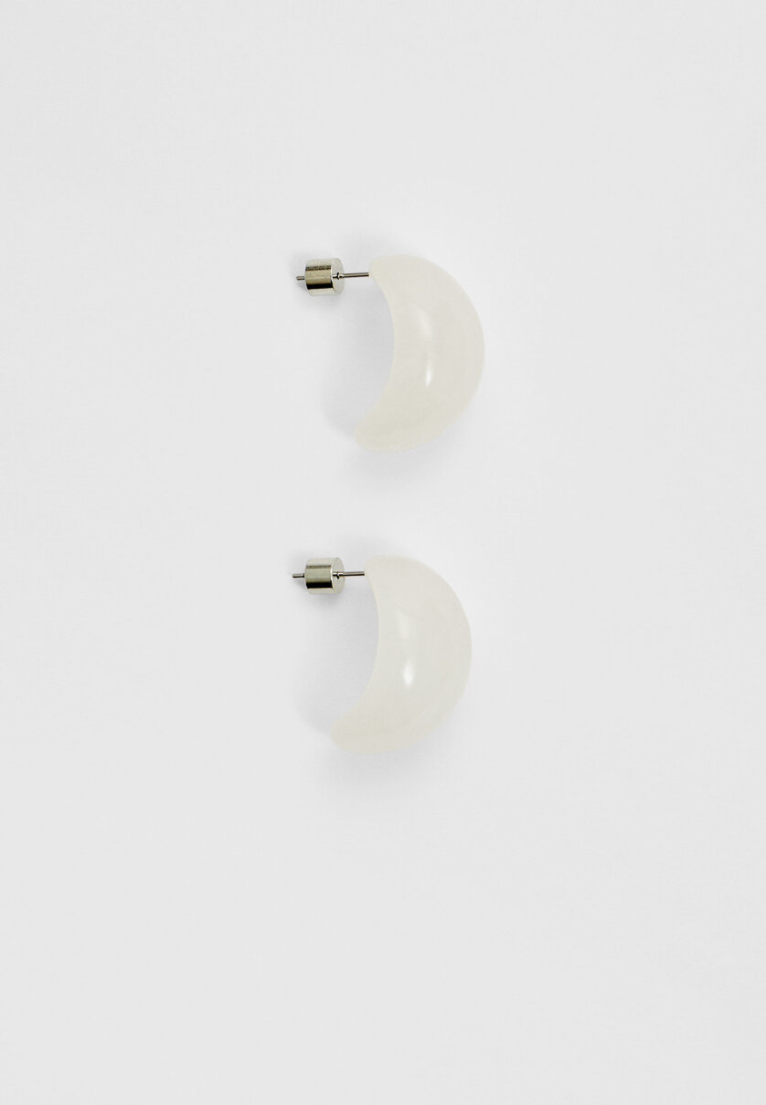 White oval earrings