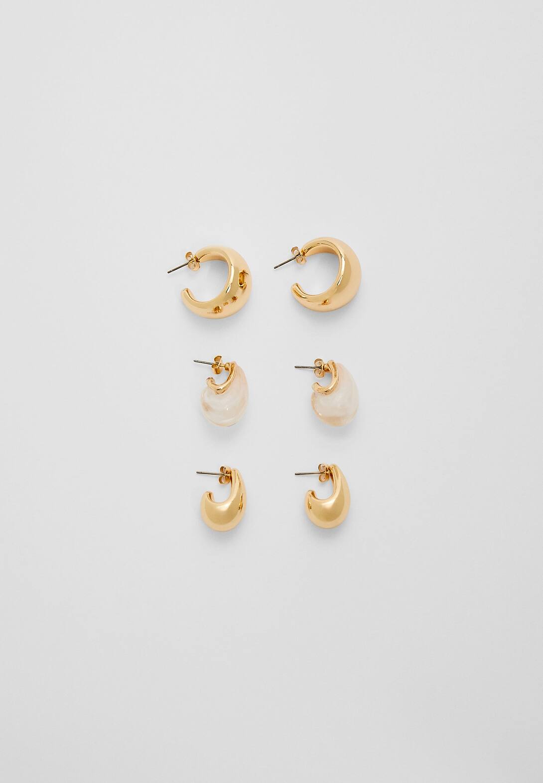 Set di 3 orecchini mini voluminosi