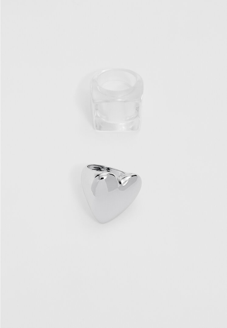 

Stradivarius 2er-Set Ringe Herz TRANSPARENT OS