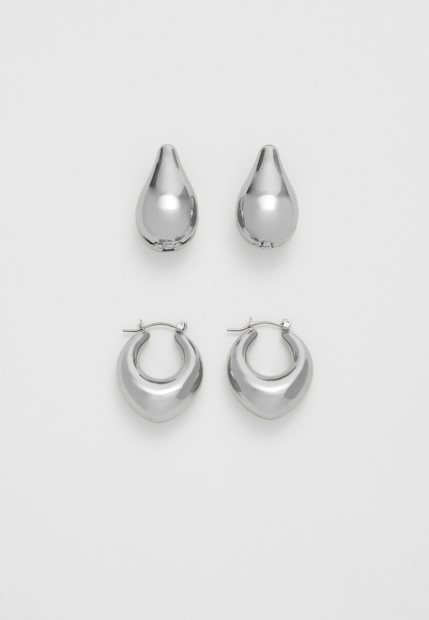 Set of 2 pairs of chunky earrings