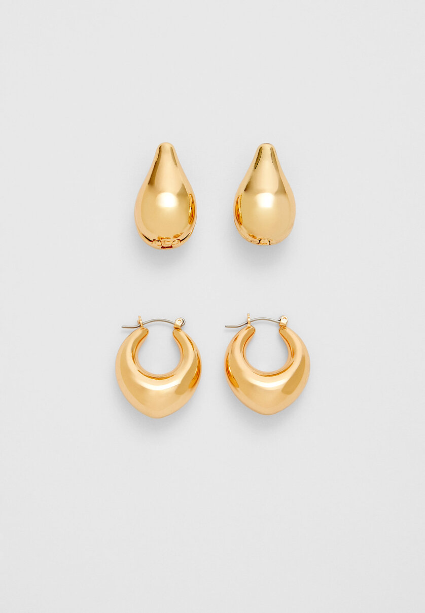 Set of 2 pairs of chunky earrings