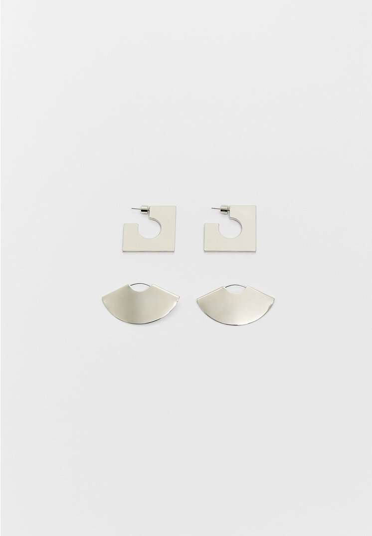 

Stradivarius 2-er Set Ohrringe geometrisch Grau OS
