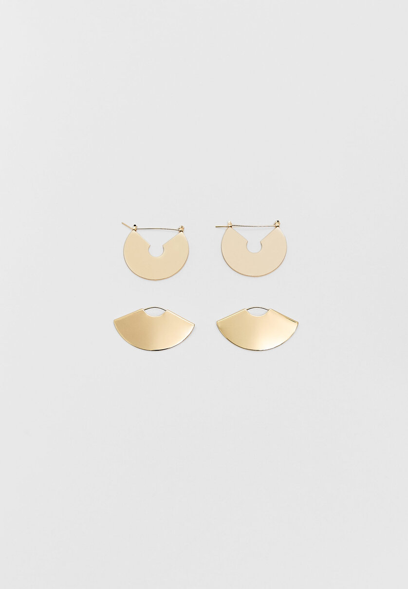 Set of 2 pairs of fan earrings