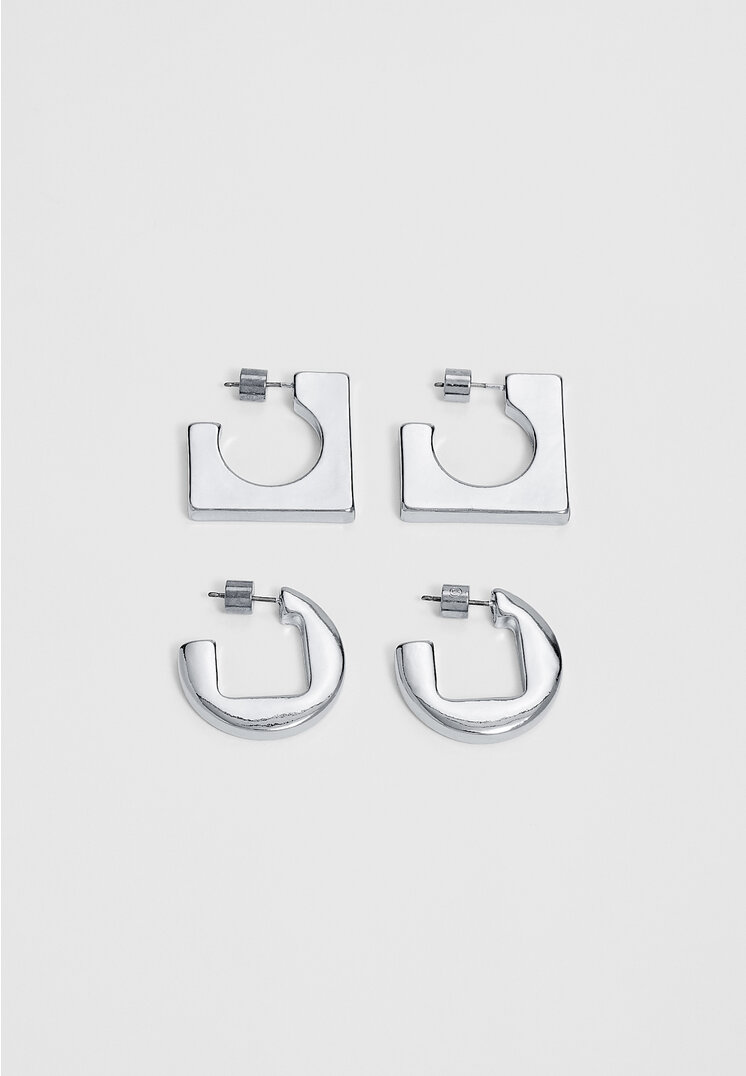 

Stradivarius 2-er Set Ohrringe geometrisch Grau OS