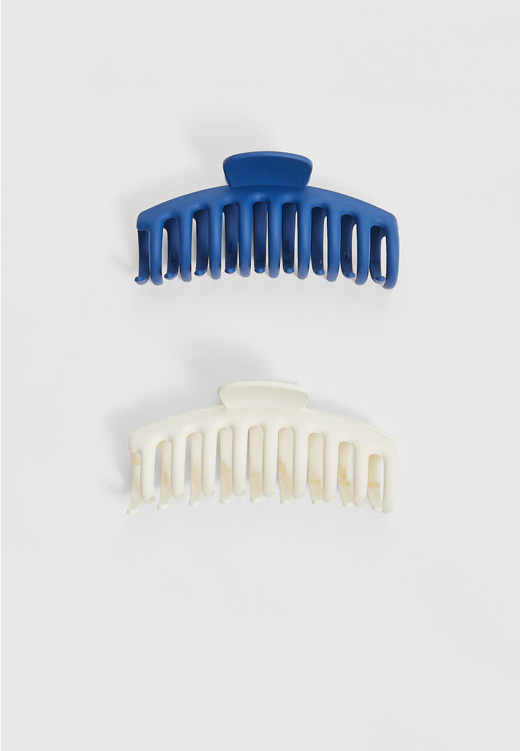 Stradivarius Set di 2 fermagli maxi per capelli  Azzurro elettrico OS