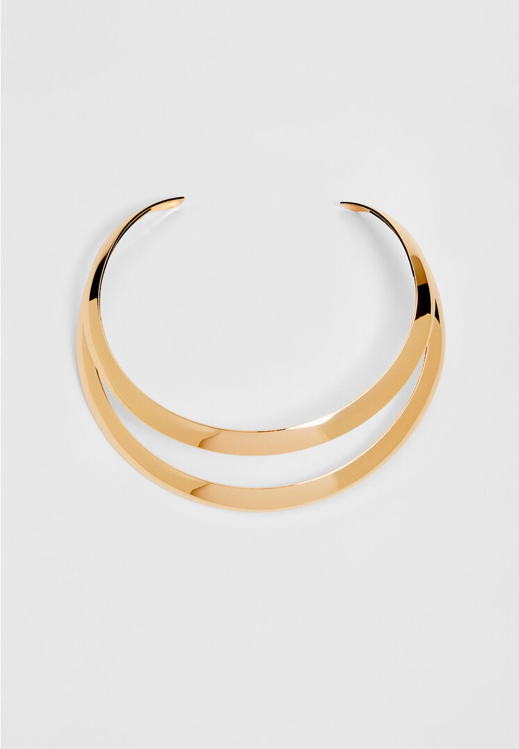 

Stradivarius Steifer, doppelter Choker Goldfarben OS