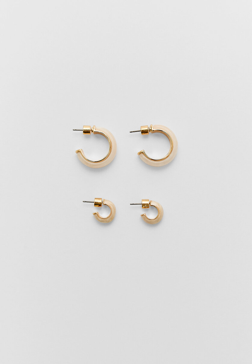Set of 2 pairs of mini hoop earrings
