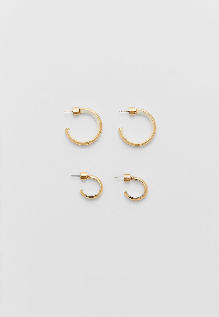 

Stradivarius 2er-Set Reifohrringe mit Harz Goldfarben OS