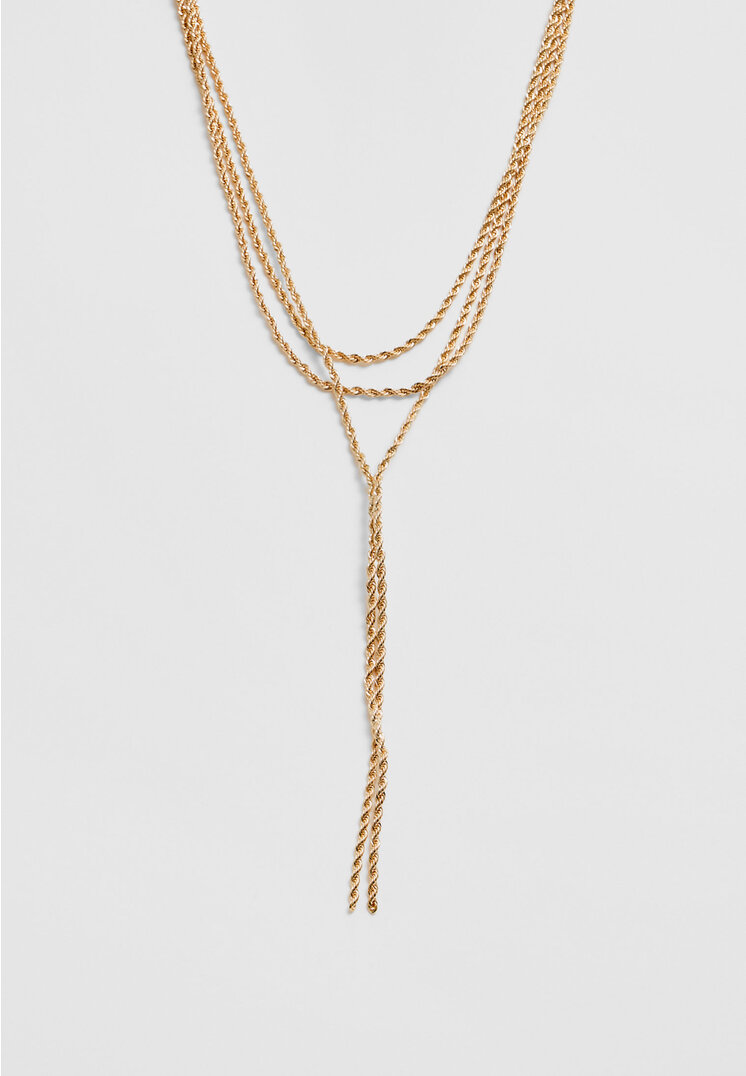 Stradivarius Halskette Lariat Kordel Goldfarben OS