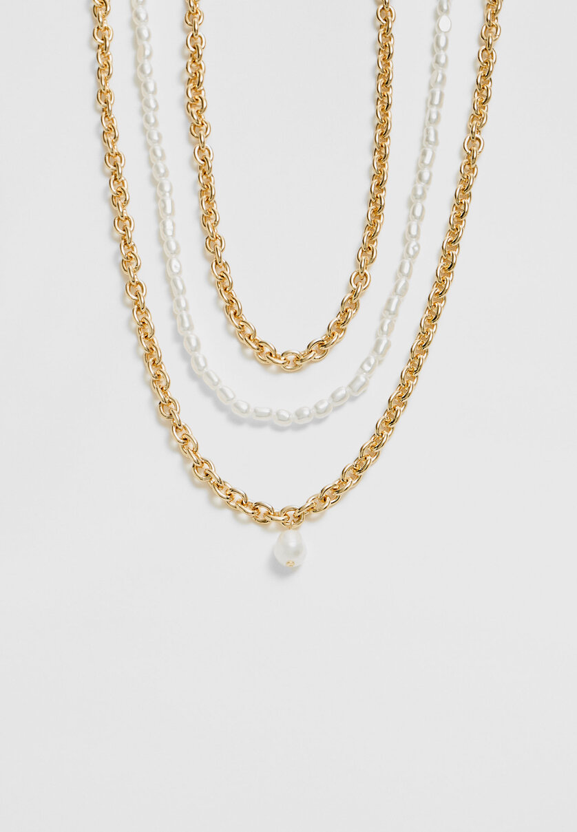 3er-Set Halsketten Perlen