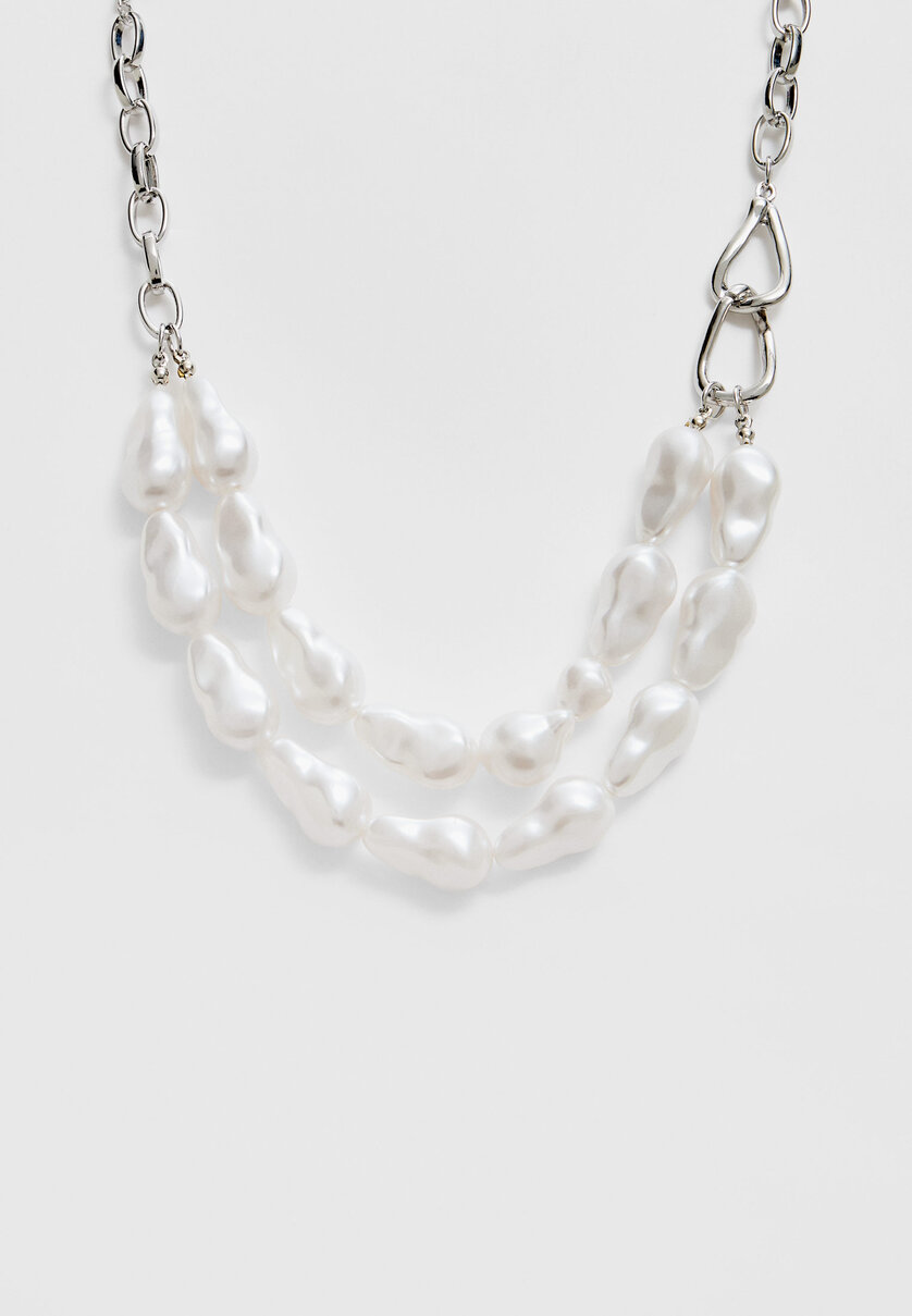 Collier double de perles texturées