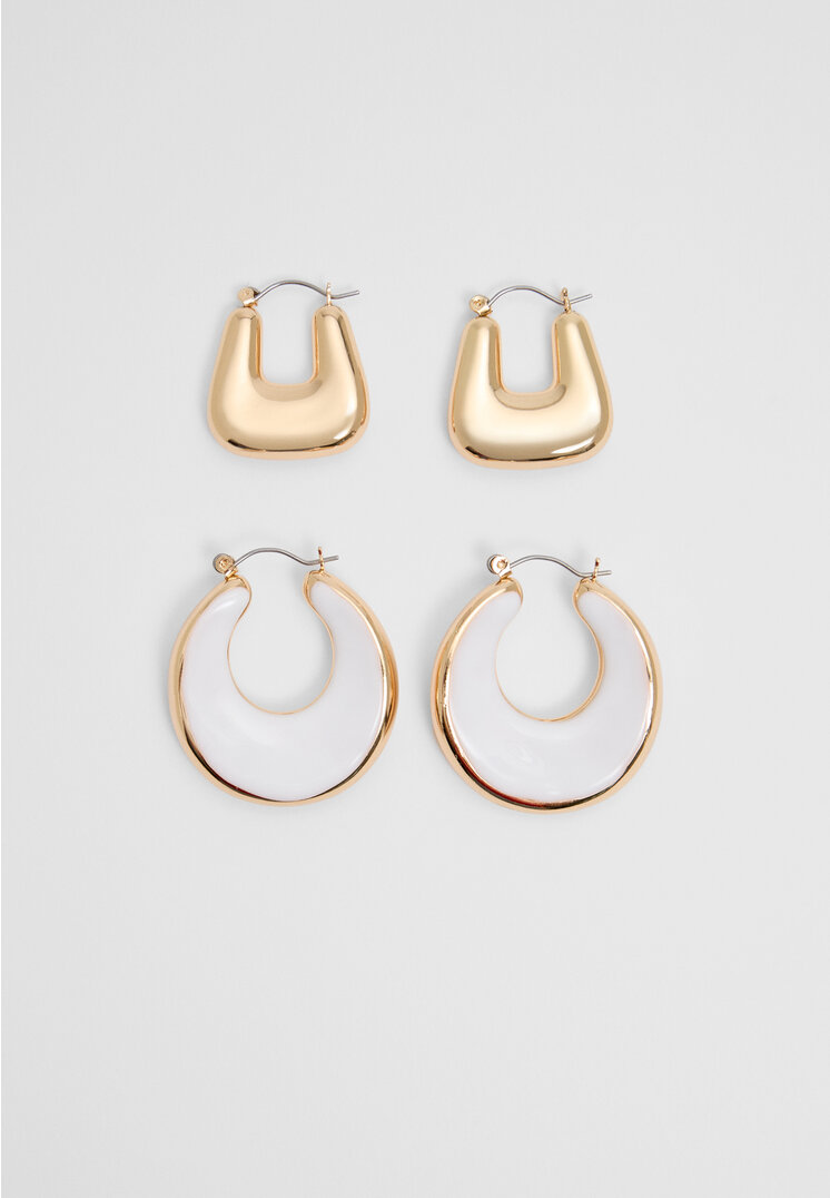 

Stradivarius 2er-Pack kombinierte Ring-Ohrringe Weiß OS
