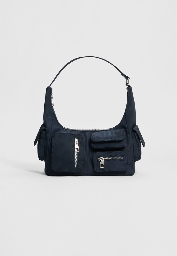 Stradivarius Shoulder bag with pocket details  Blue OS (STRADIVARIUS)