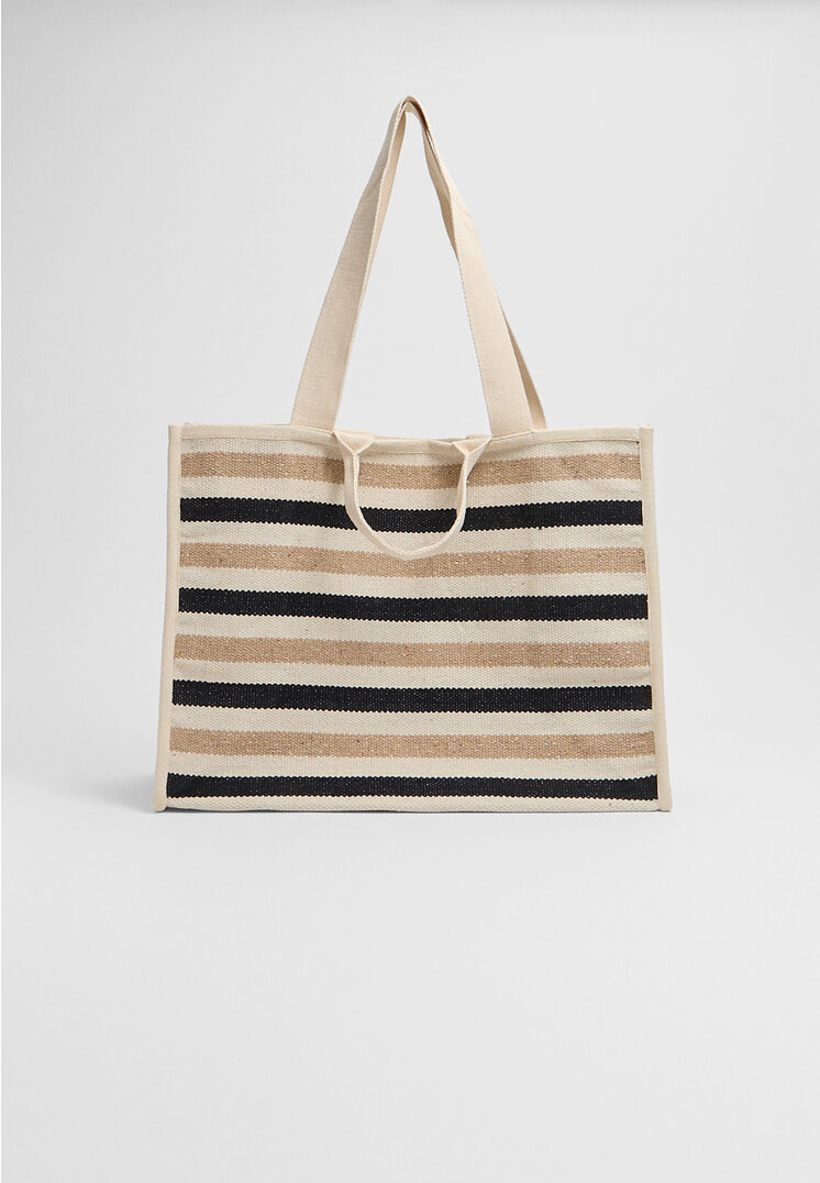 

Stradivarius Gestreifte Shopper-Tasche Ecru OS
