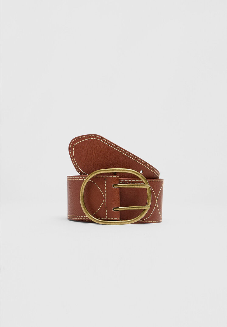 

Stradivarius Gürtel breit Steppnaht Beige 70