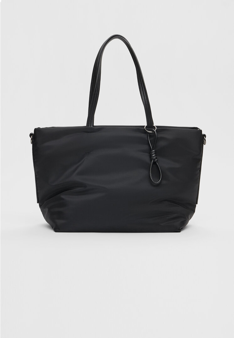 Stradivarius Basic-Shopper aus Stoff Schwarz OS