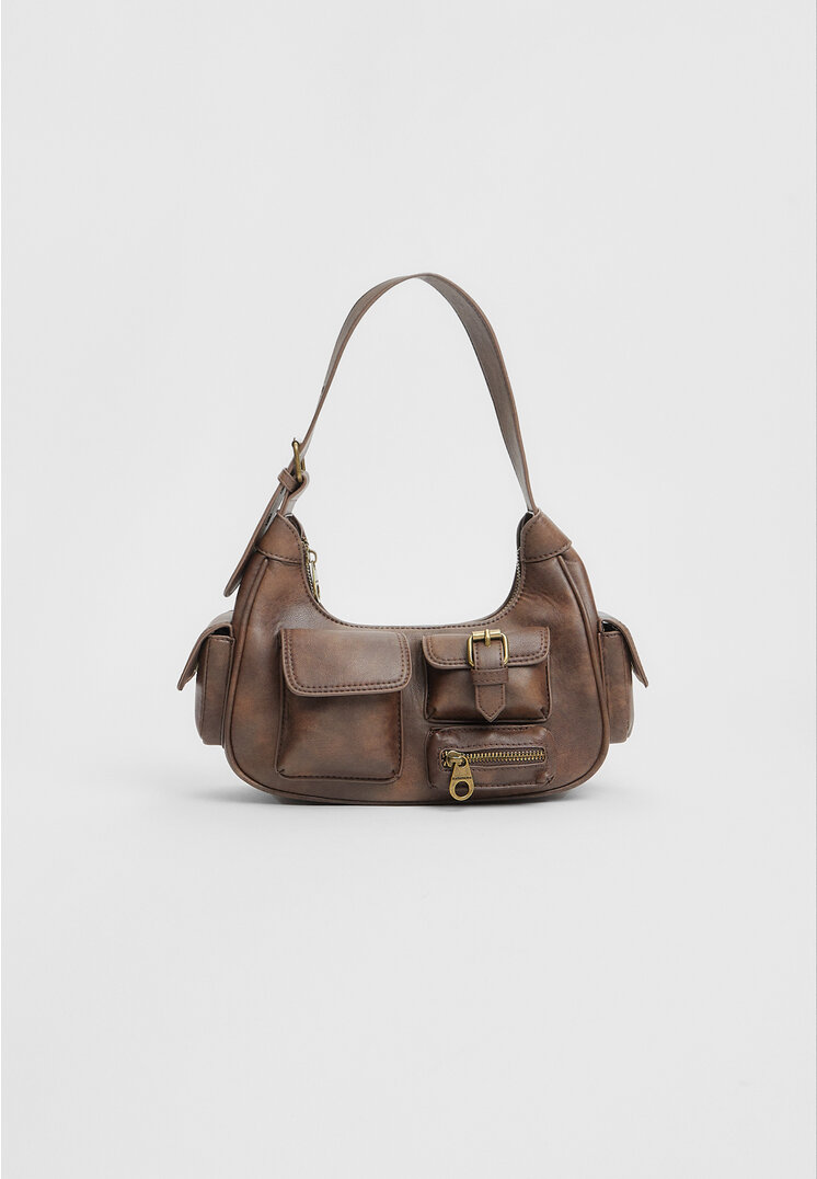 Stradivarius Shoulder bag with pockets  Brown OS (STRADIVARIUS)