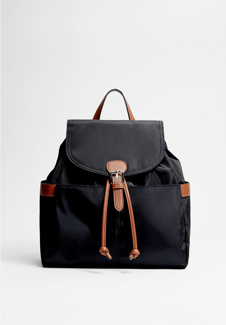 Stradivarius Contrast fabric backpack  Black OS