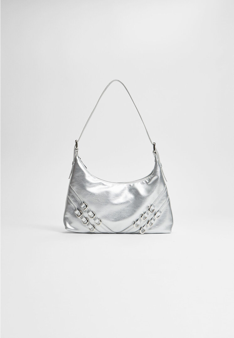 

Stradivarius Schultertasche mit Metalldetails Grau M