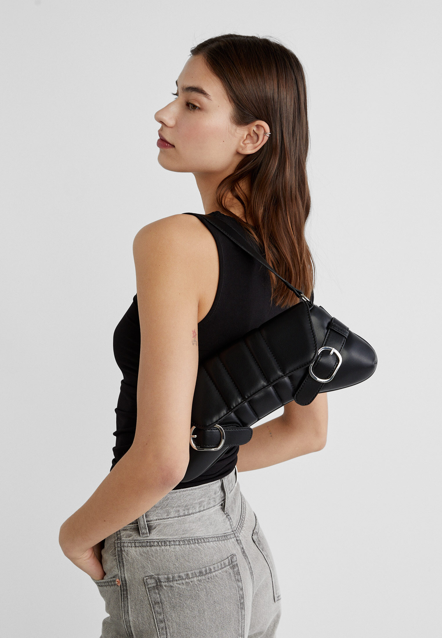 Buckled shoulder bag