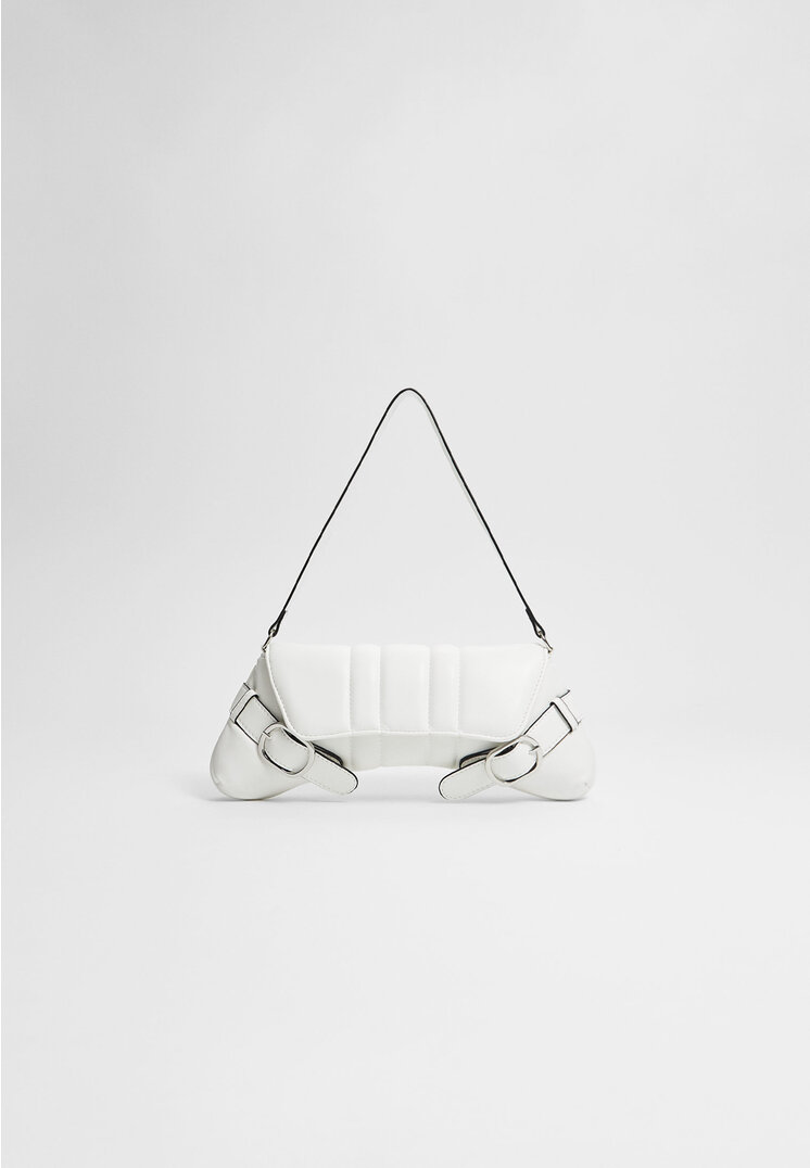

Stradivarius Schultertasche mit Schnallen Weiß M