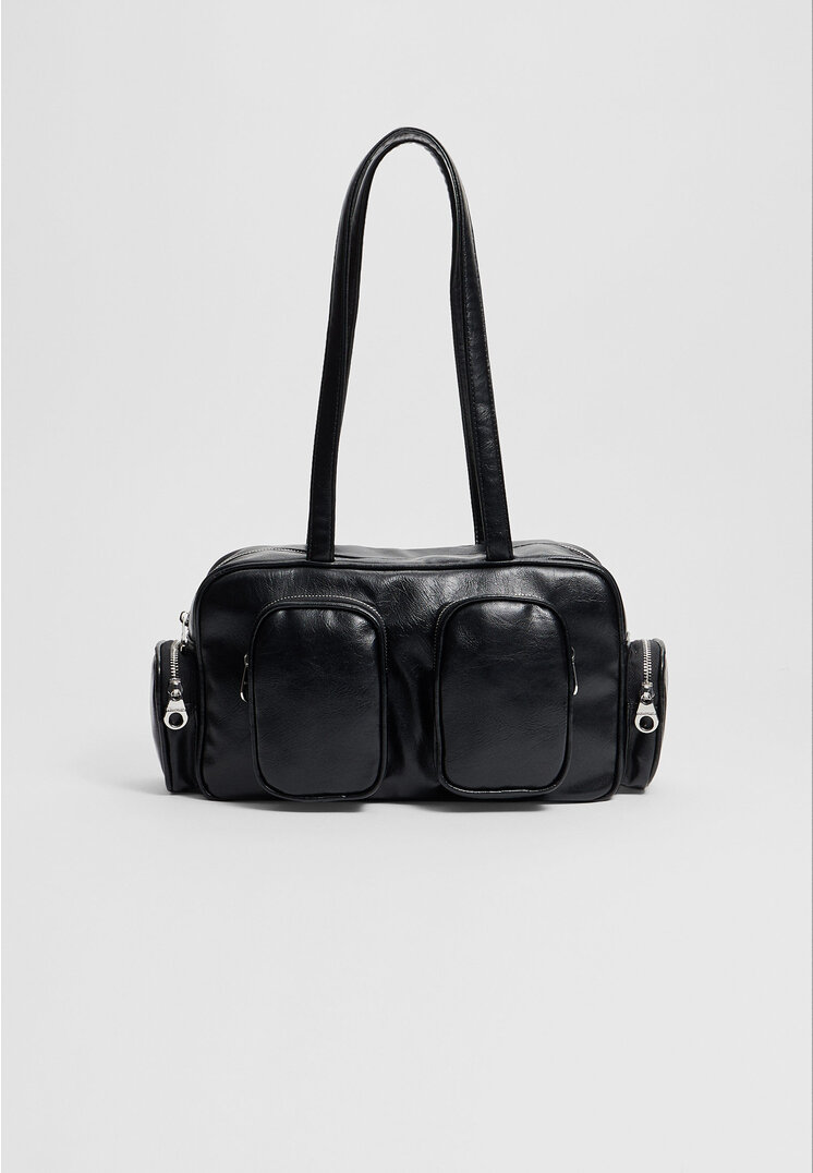 Stradivarius Shoulder bag with pockets  Black OS (STRADIVARIUS)