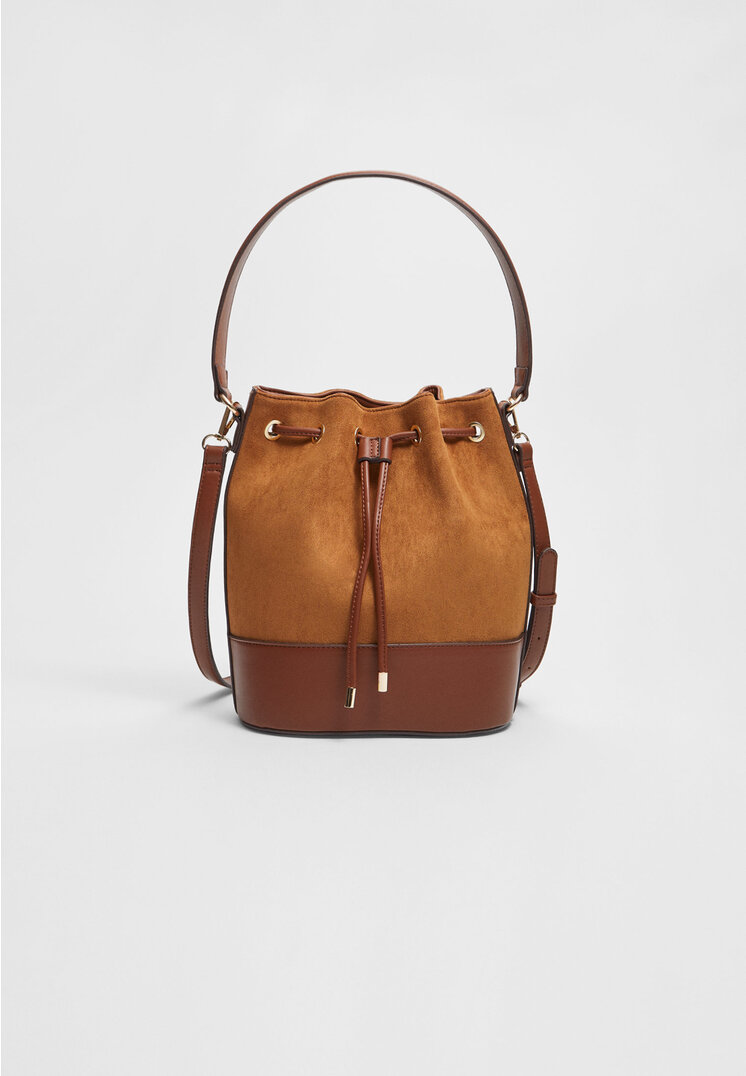 

Stradivarius Bucket-Tasche aus Metall Helles Camel OS