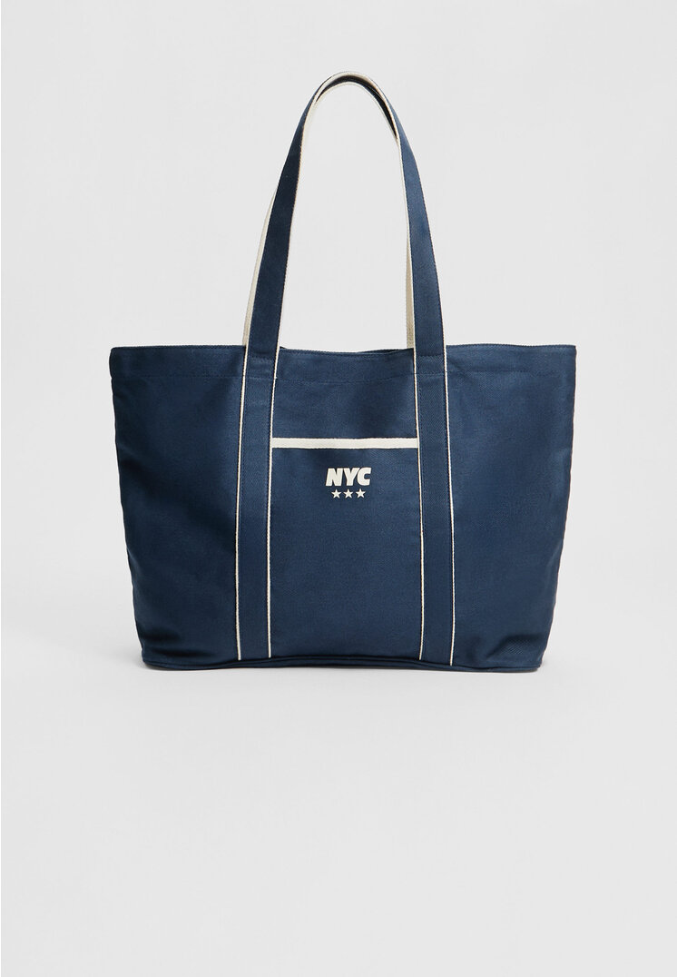 

Stradivarius Shoppertasche aus Stoff Blau OS